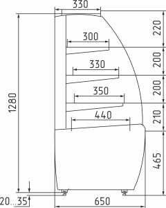 Витрина нейтральная Carboma K70 N 1,3-1 LIGHT 0011-9005