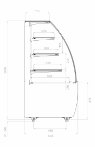 Витрина нейтральная Carboma K70 N 0,9-1 LIGHT 9005 (версия 2.0)