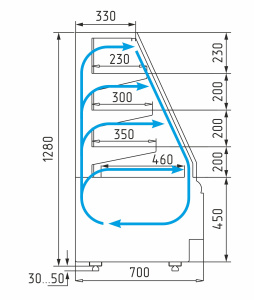 Витрина кондитерская Carboma KC70 VM 1,3-2 STANDARD 9005-0430 (открытая)